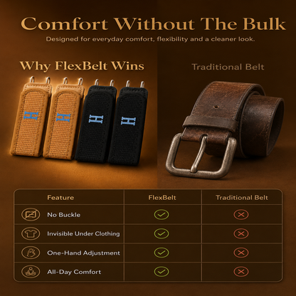 FlexBelt® — The Invisible No-Buckle Belt